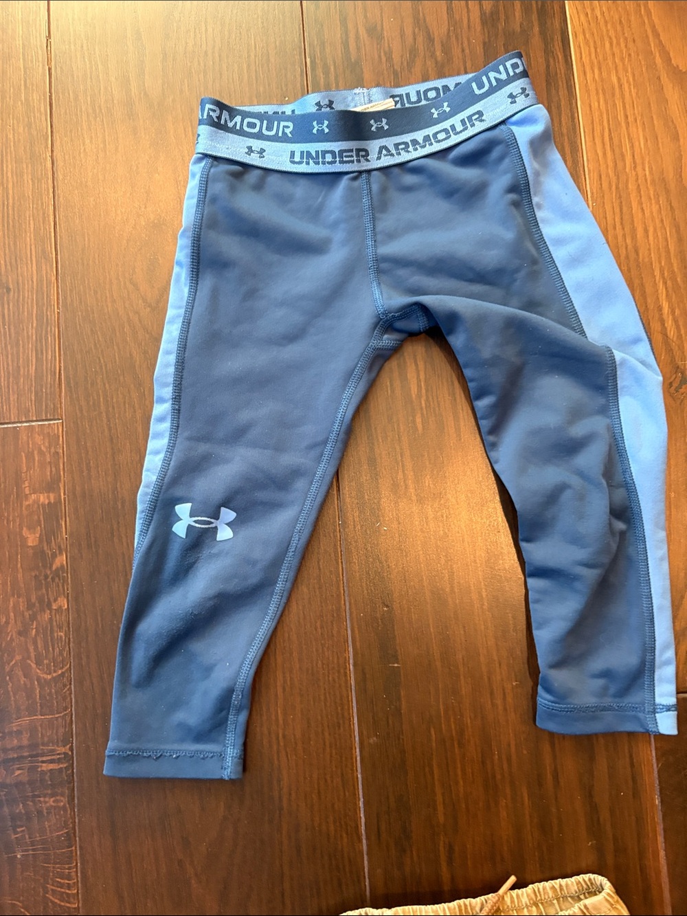 Under Armour Navy and Light Blue Girls' Athletic Compression Leggings